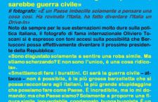 Oliviero Toscani: “Berlusconi al Colle? Mi disgusta il pensiero, sarebbe una guerra civile”